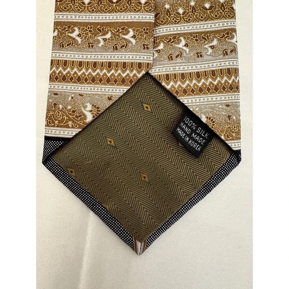 EMILIO PONTI NECKTIE TIE BLACK BROWN GOLD 4 X 58
